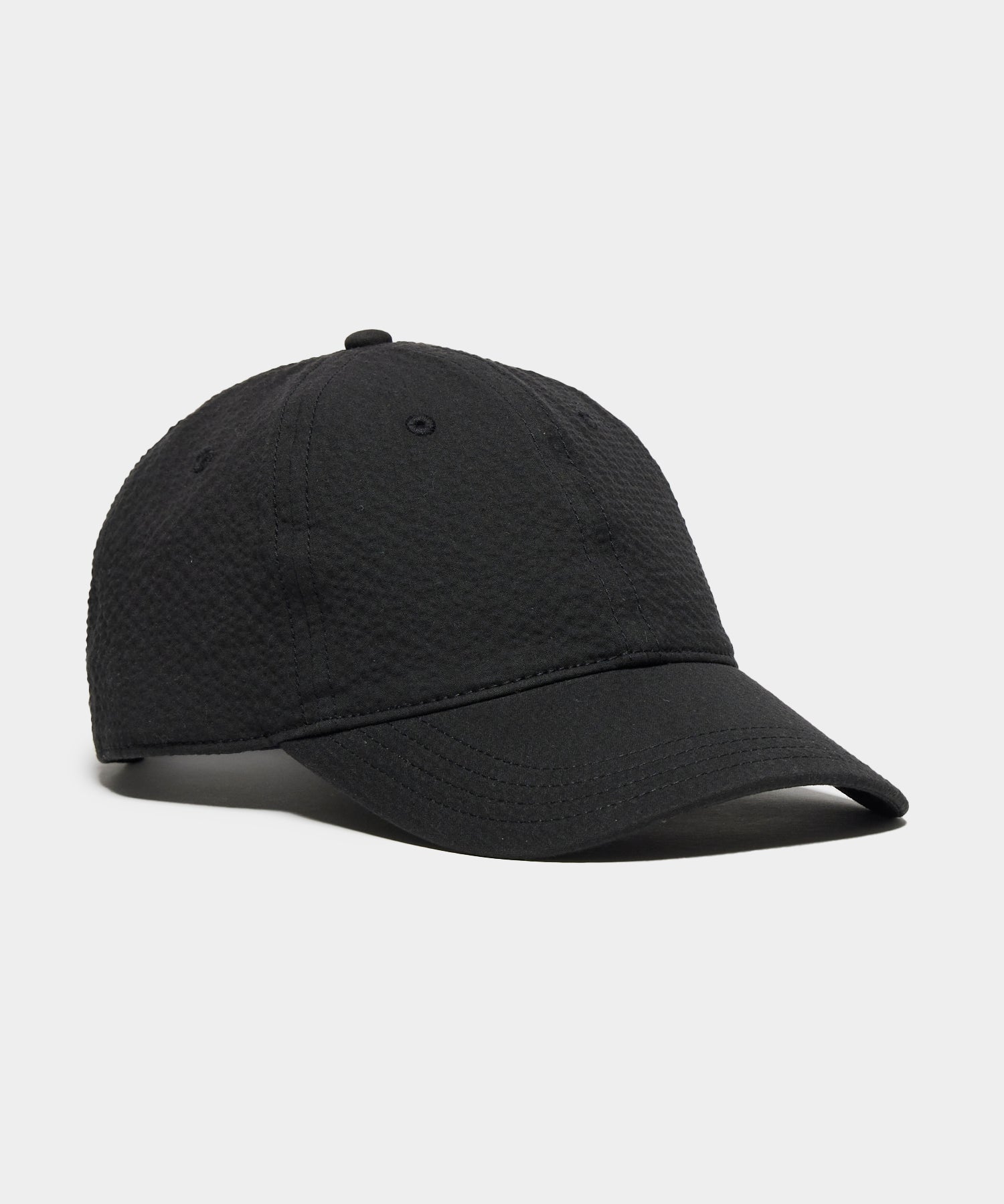 Seersucker Baseball Cap in Black