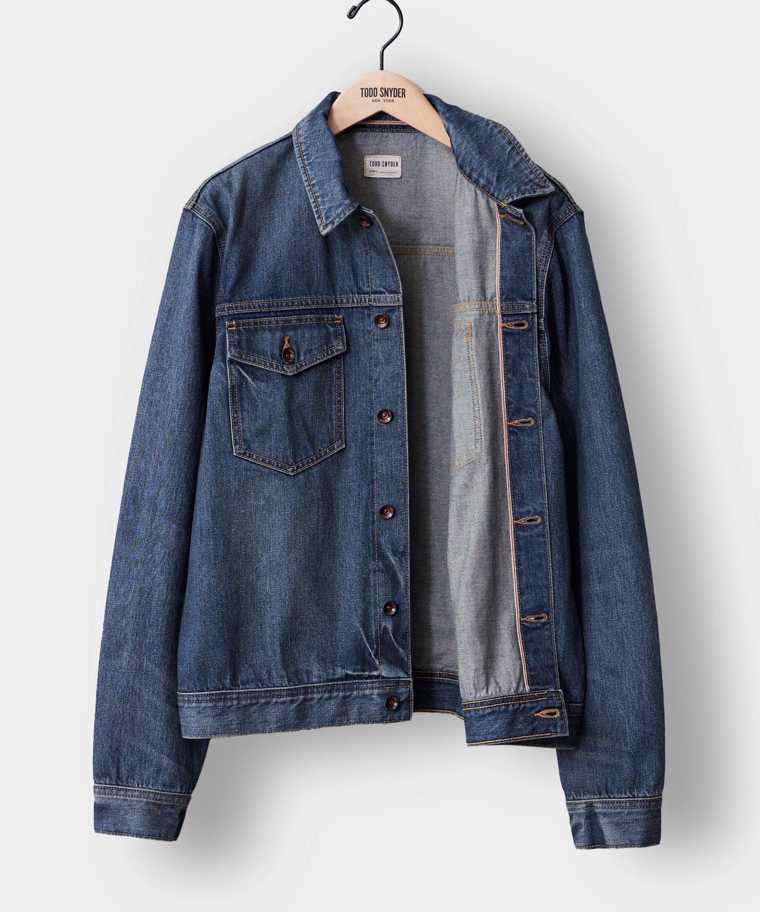 ジャケット・アウター Tenderloin Denim sht snap button wash M Selvedge Denim Jacket in Medium Wash – Todd Snyder