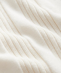 Silk Cotton Ribbed Full Placket Polo in Bisque