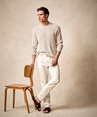 Slim 5-Pocket Cotton Linen Pant in White