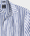Slim Fit Sea Soft Irish Linen Shirt in Blue Stripe