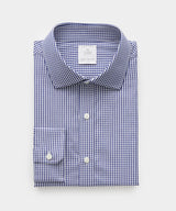 Spread Collar Poplin Dress Shirt in Navy Mini Gingham