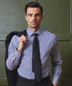 Spread Collar Poplin Dress Shirt in Navy Mini Gingham