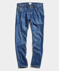Straight Fit Selvedge Jean in Mid-Blue Wash