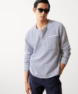 Stripe Knit Henley in White