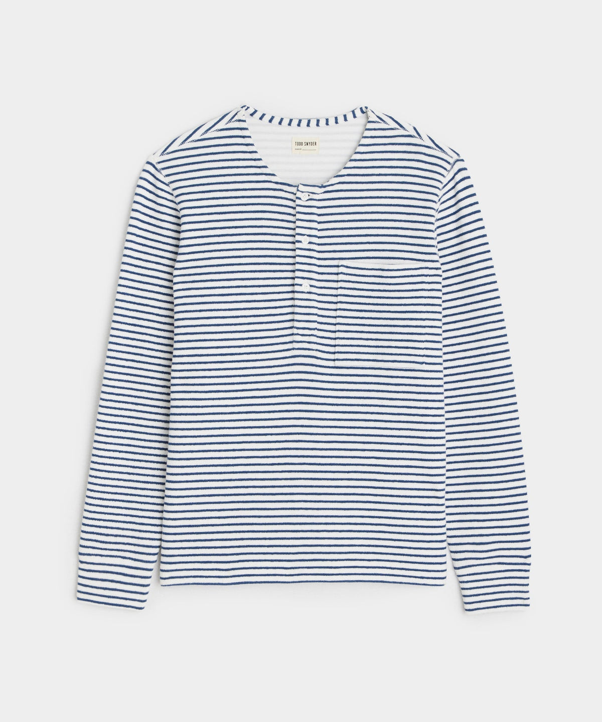Stripe Knit Henley in White