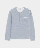 Stripe Knit Henley in White