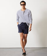 Stripe Knit Henley in White