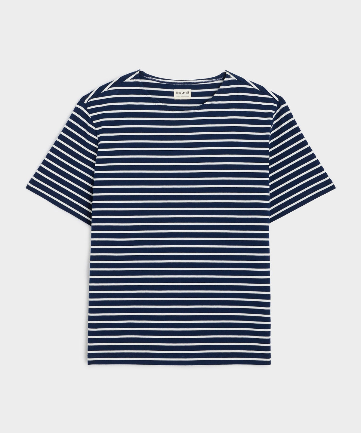 Striped Boat Neck Tee in Navy
