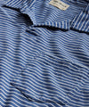 Striped Indigo Slub Jersey Montauk Polo in Bleached Indigo