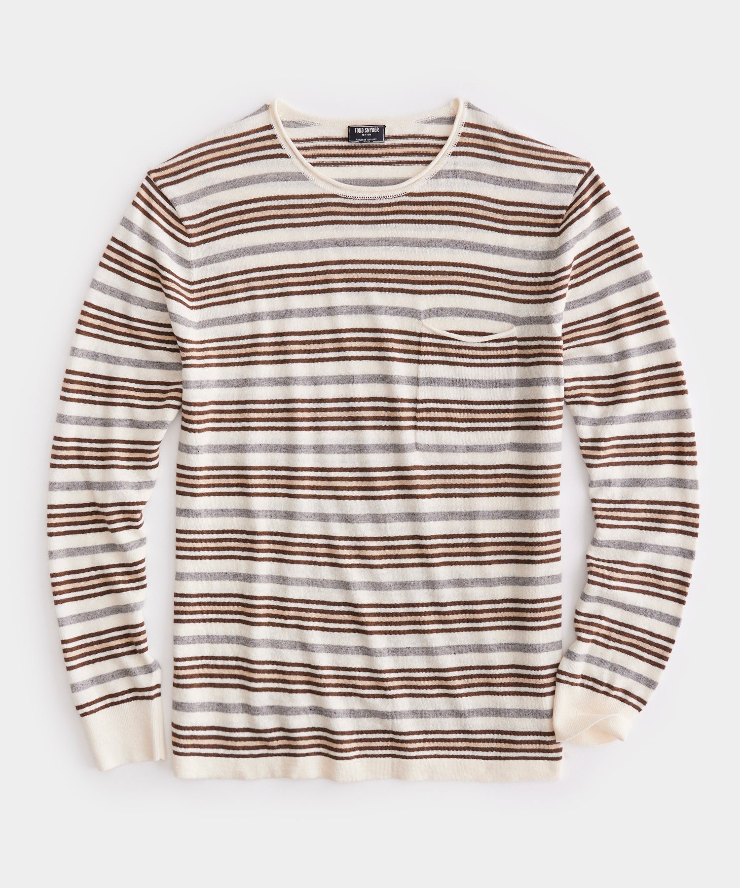 Striped Linen Shore Sweater in Chalk