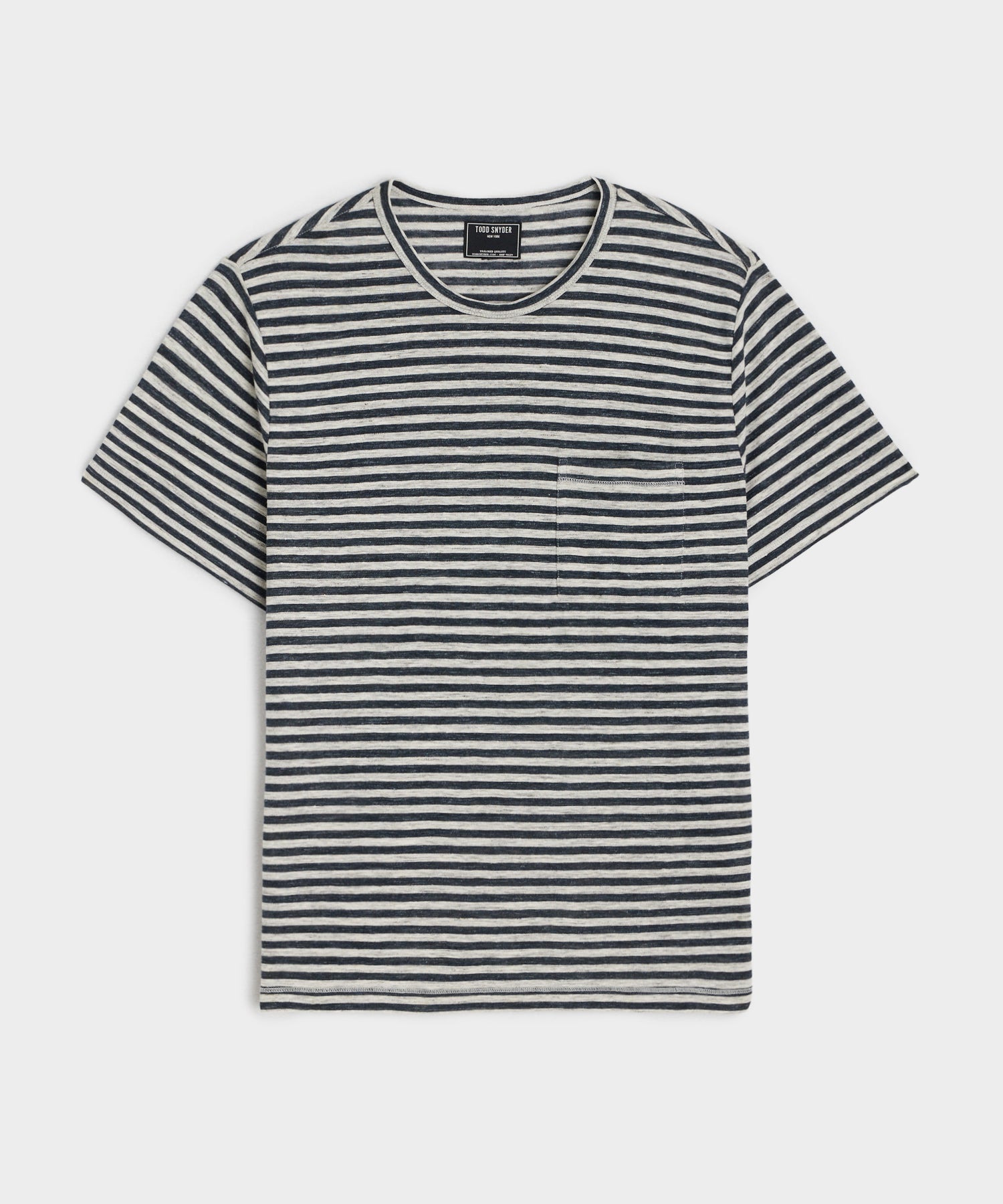 Striped Linen Jersey T-Shirt in Charcoal
