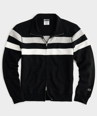 Champion Striped Track Jacket in Pitch Black