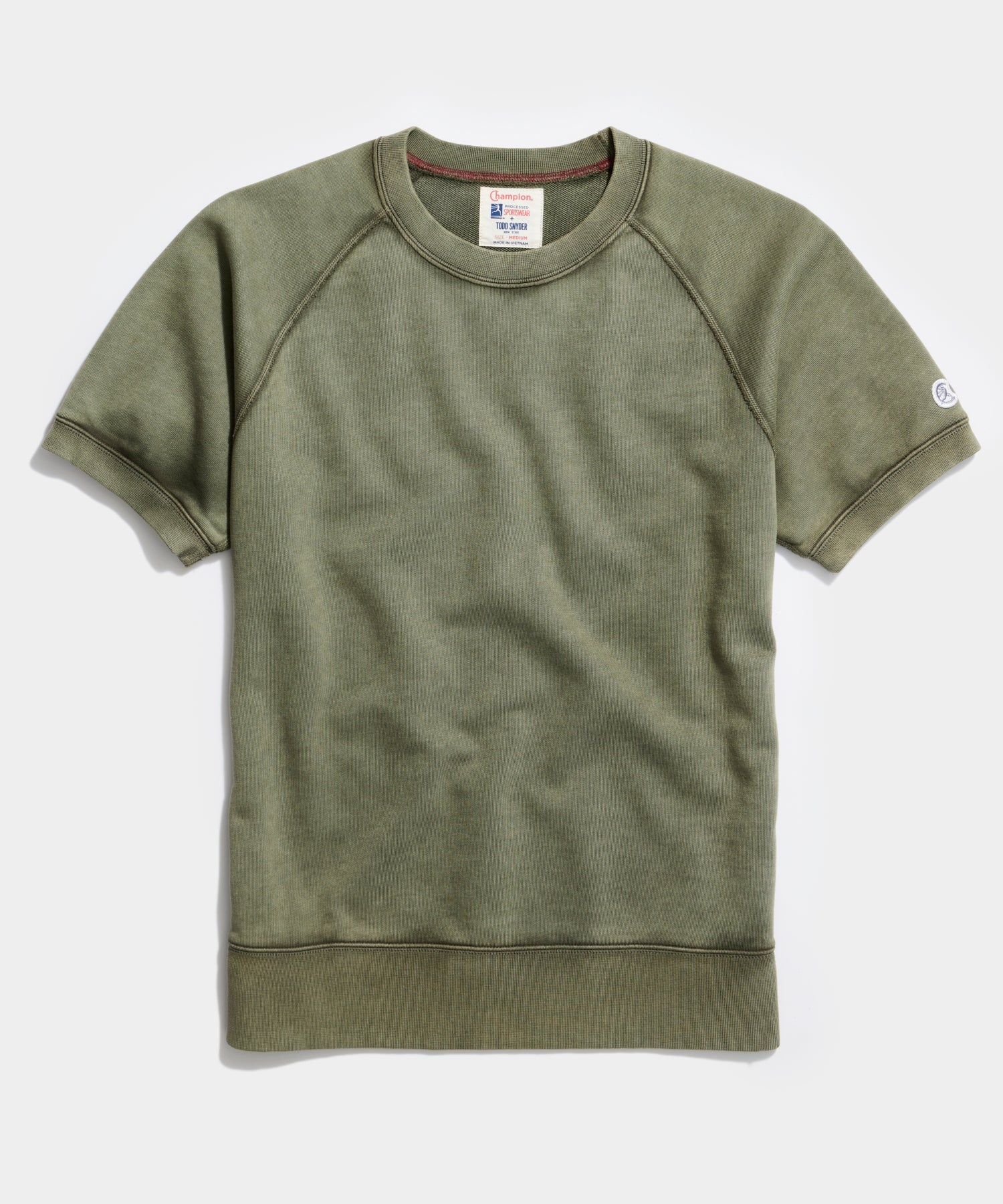 Champion Sun-Faded Midweight Short Sleeve Sweatshirt in Army Green