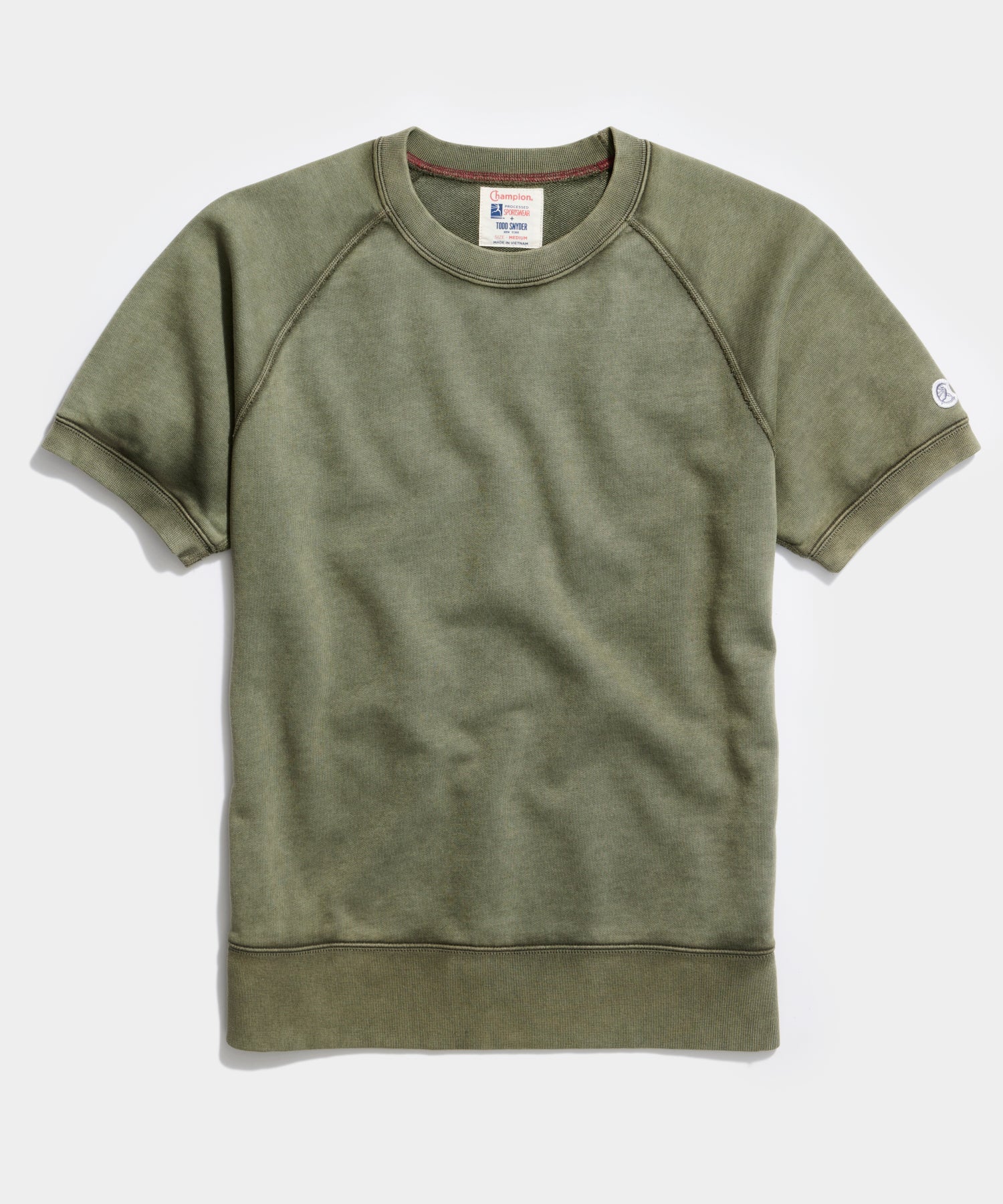 Sun-Faded Midweight Short Sleeve Sweatshirt in Army Green