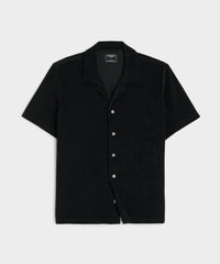 Cropped Terry Cabana Polo Shirt in Pitch Black