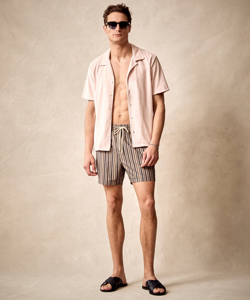 Terry Cabana Polo Shirt in Shell Pink