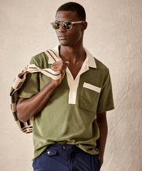 Terry Pocket Polo in Green Leaf