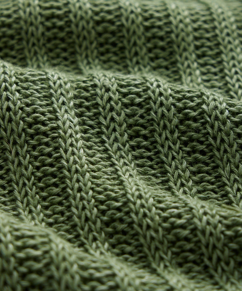 Textured Linen Crewneck in Green Leaf