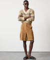 Textured Linen V-Neck Sweater in Pine Cone