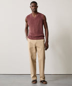 Textured Stitch Vest in Burgundy