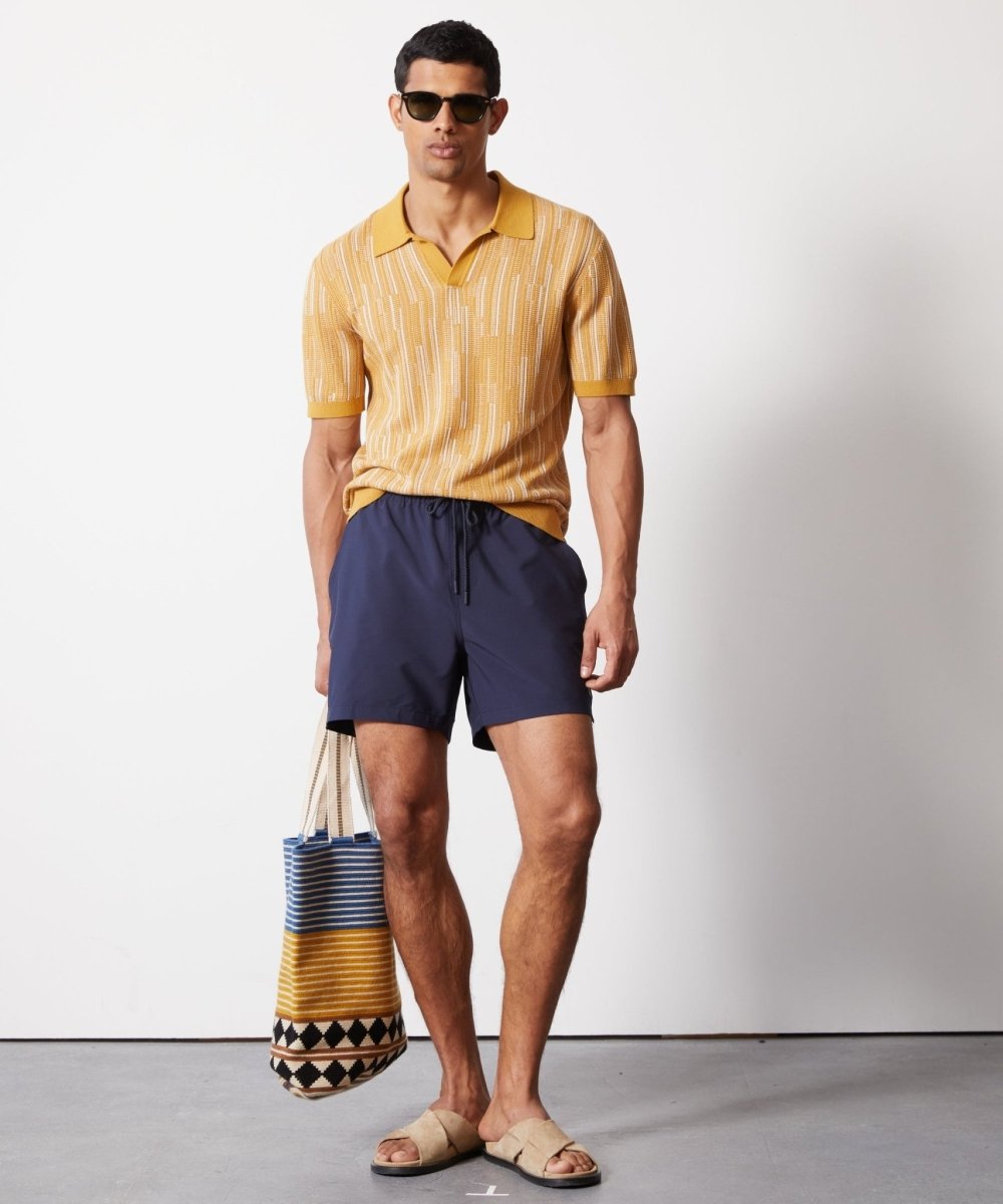 Textured Silk-Cotton Montauk Sweater Polo