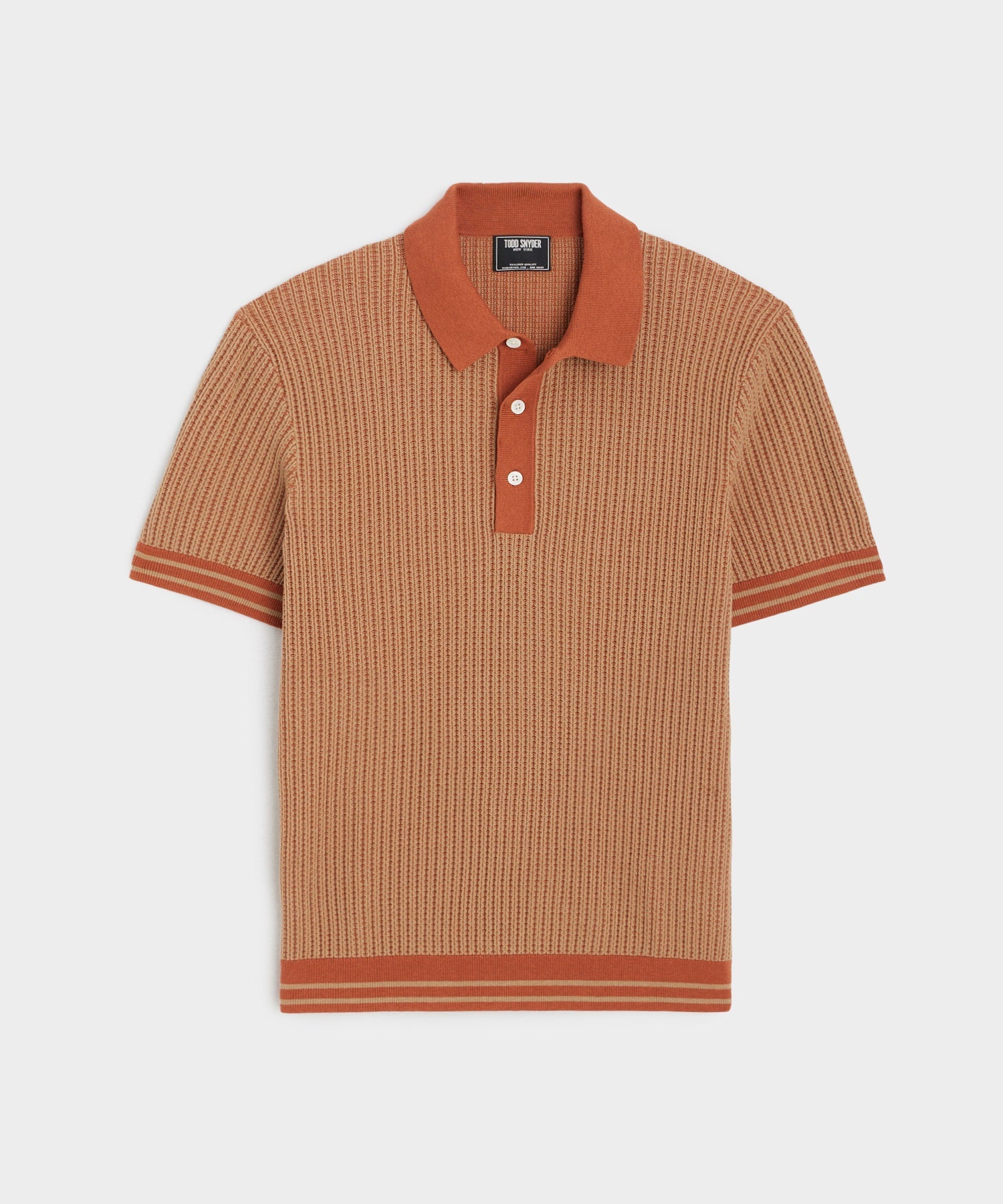 Textured Stripe Polo in Gingersnap