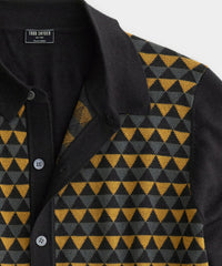 The Triangle Geo Full Placket Polo in Golden Brass