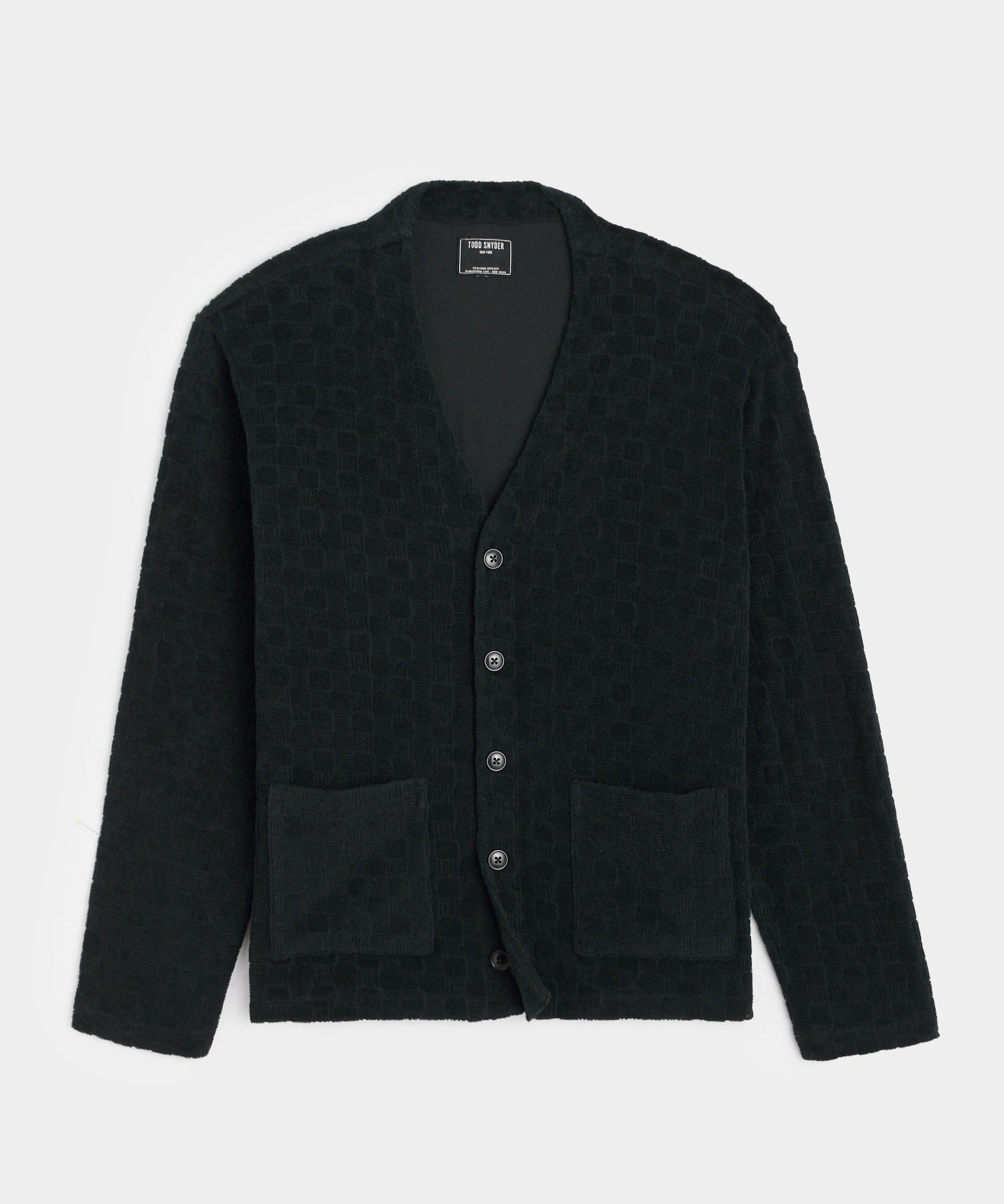 Tile Terry Cardigan in Pitch Black