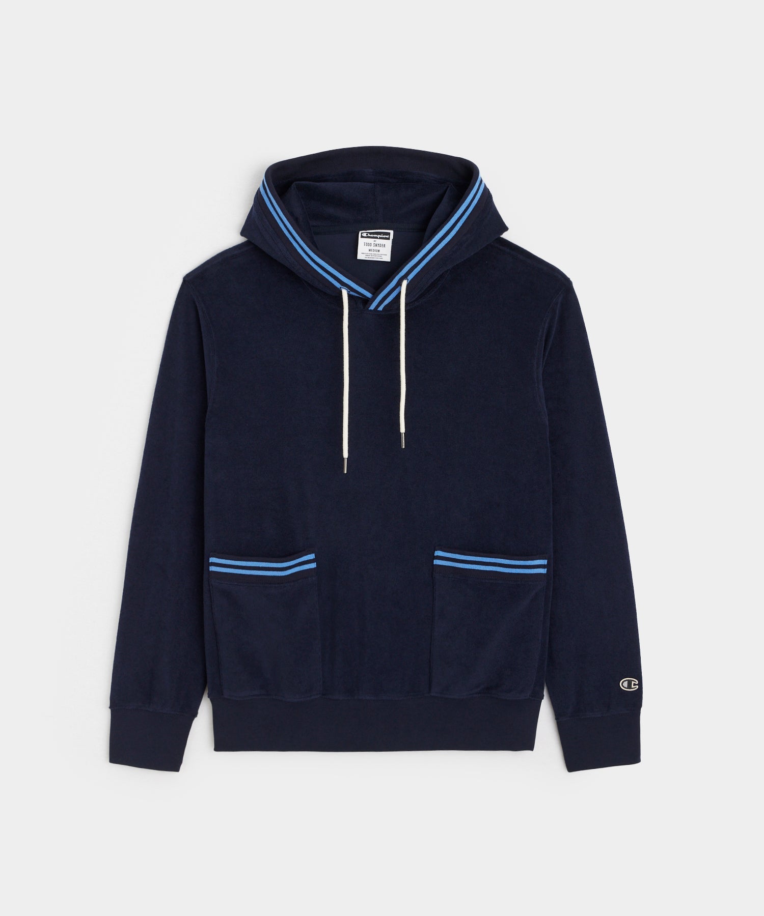 Champion Tipped Terry Popover Hoodie in Classic Navy