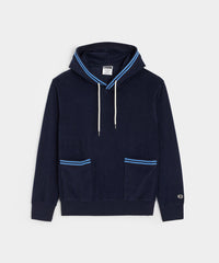 Tipped Terry Popover Hoodie in Classic Navy