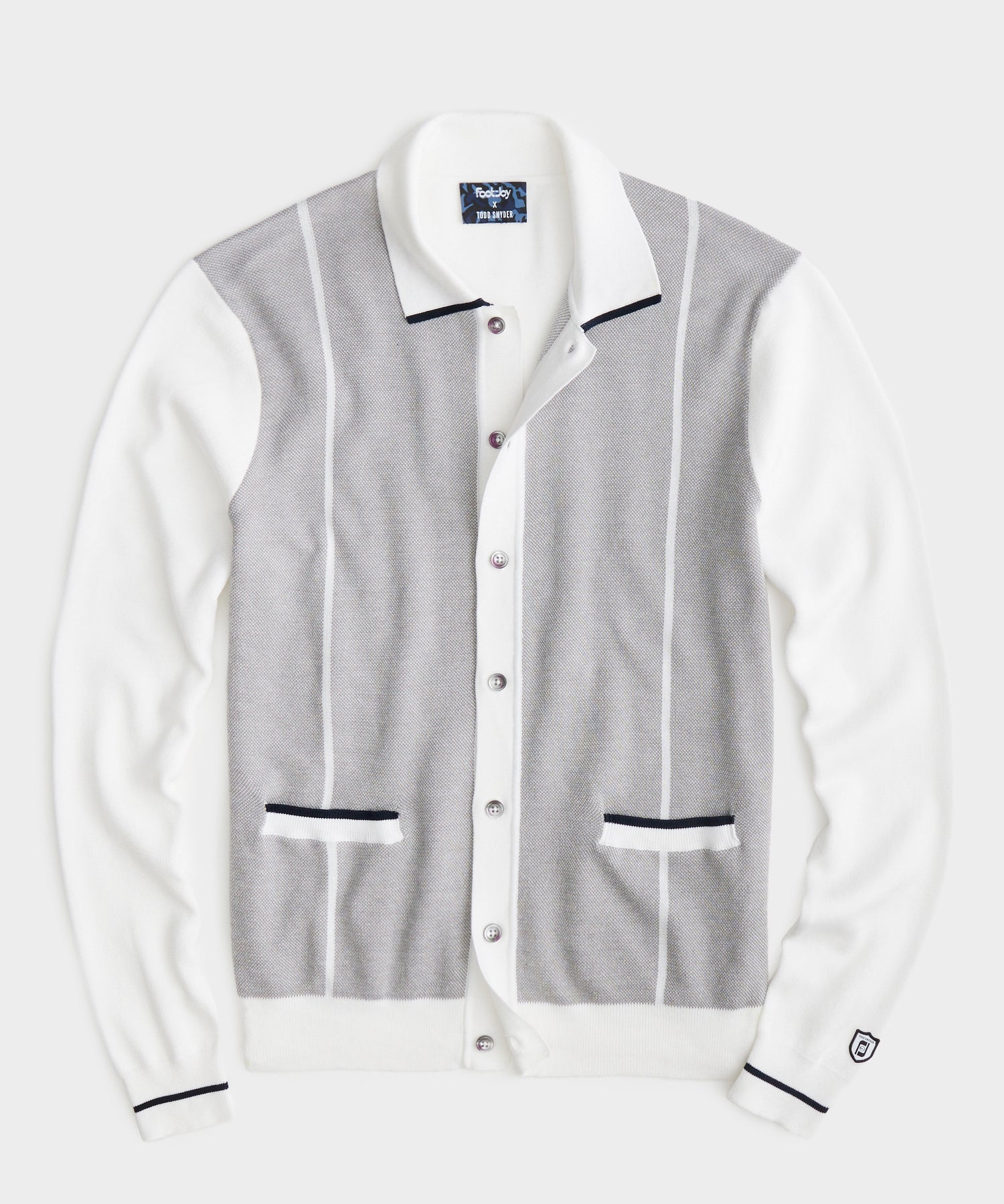 Inline Promo 7: SP23 TS X FJ Outfit 4 (Todd Snyder x FootJoy Full-Placket Long-Sleeve Sweater Polo In White, TS-S23-13-800)