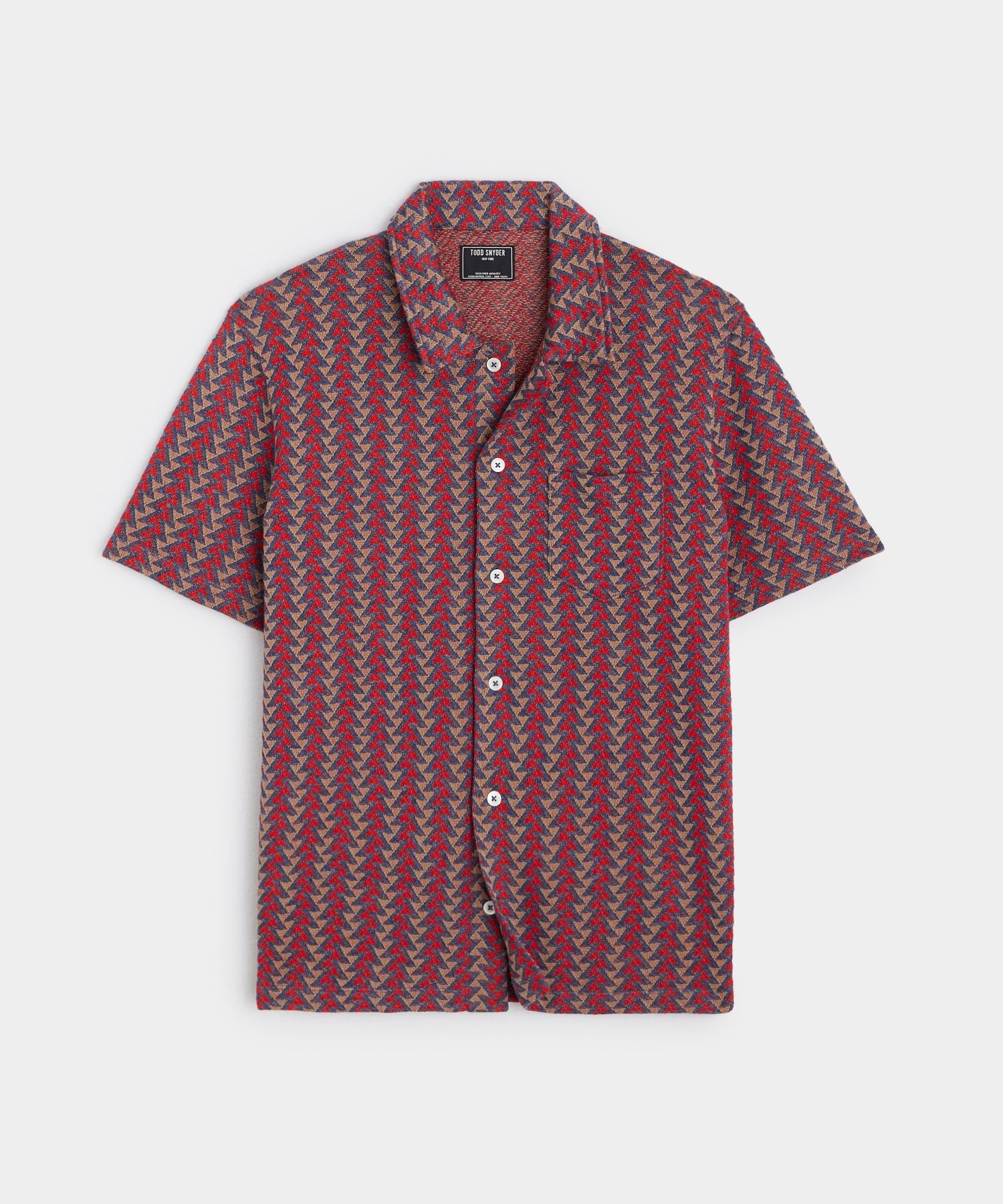 Triangle Knit Jacquard Shirt in Red Copper