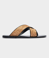 Tuscan Leather & Raffia Crossover Sandal