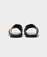 Tuscan Leather & Raffia Crossover Sandal