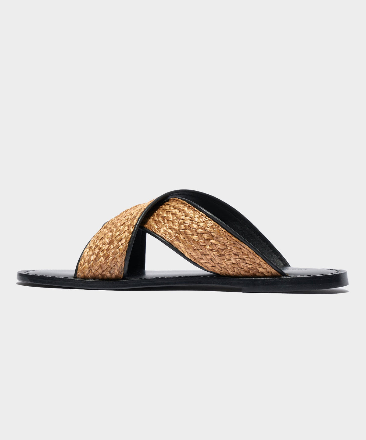 Tuscan Leather & Raffia Crossover Sandal