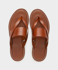 Tuscan Leather Thong Cross Sandal in Warm Cognac