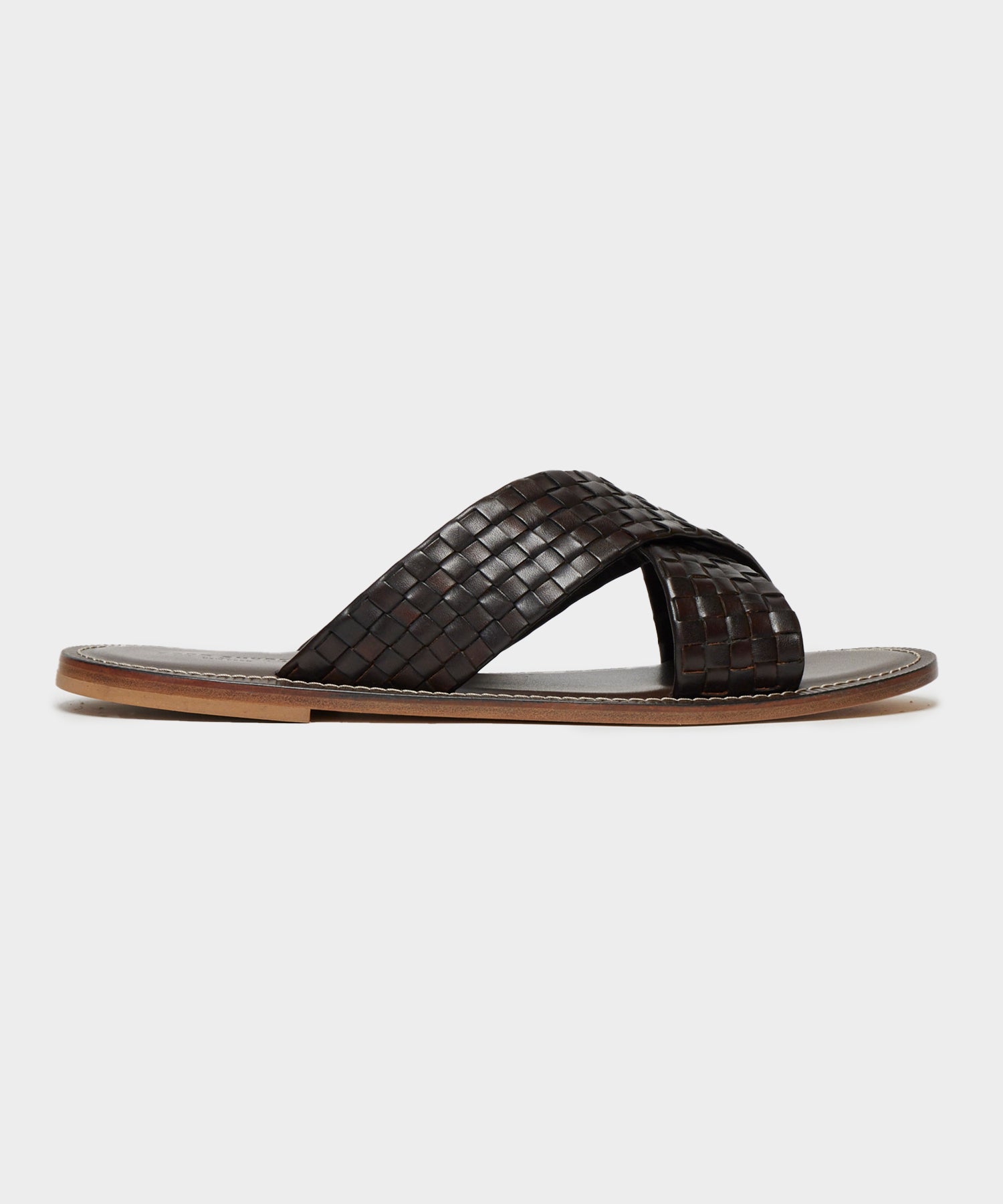 Tuscan Leather Woven Crisscross Sandal in Brown