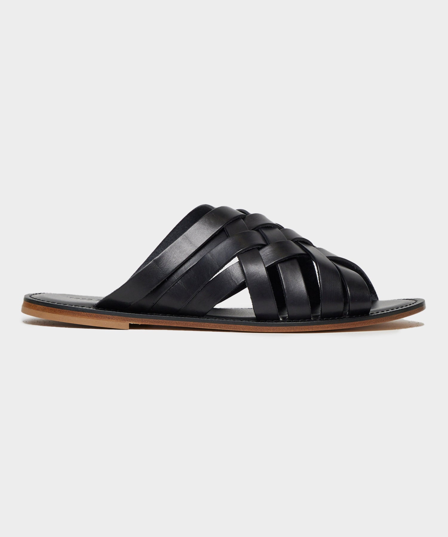 Tuscan Leather Woven Sandal in Black
