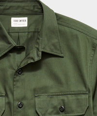 Two Pocket Utility Long Sleeve Shirt in Oak Moss