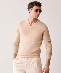 V-Neck Cashmere Sweater in Khaki