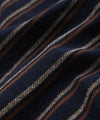 Vertical Stripe Full-Placket Knit Polo in Navy