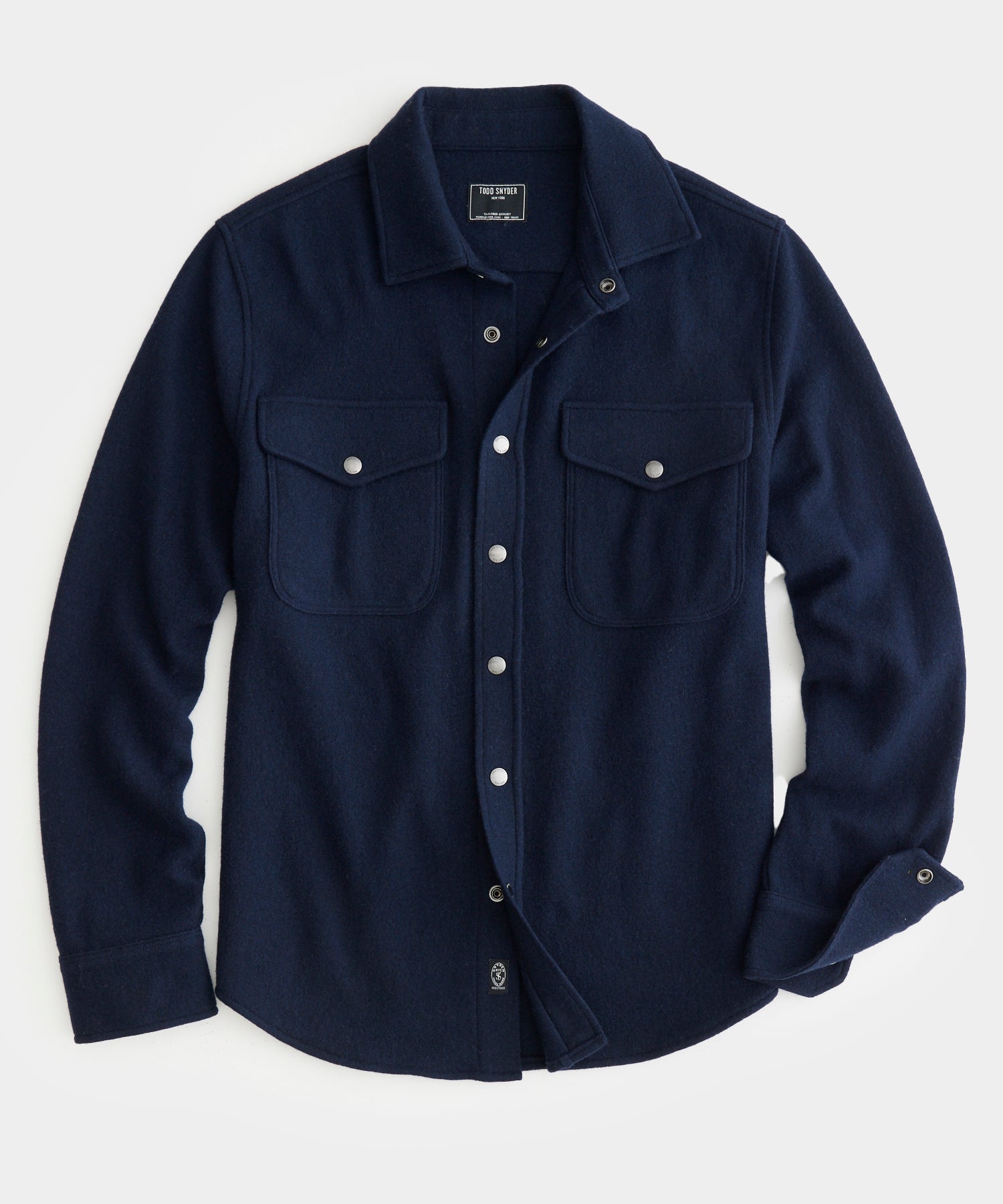 Wool Cashmere Military Shirt in Navy