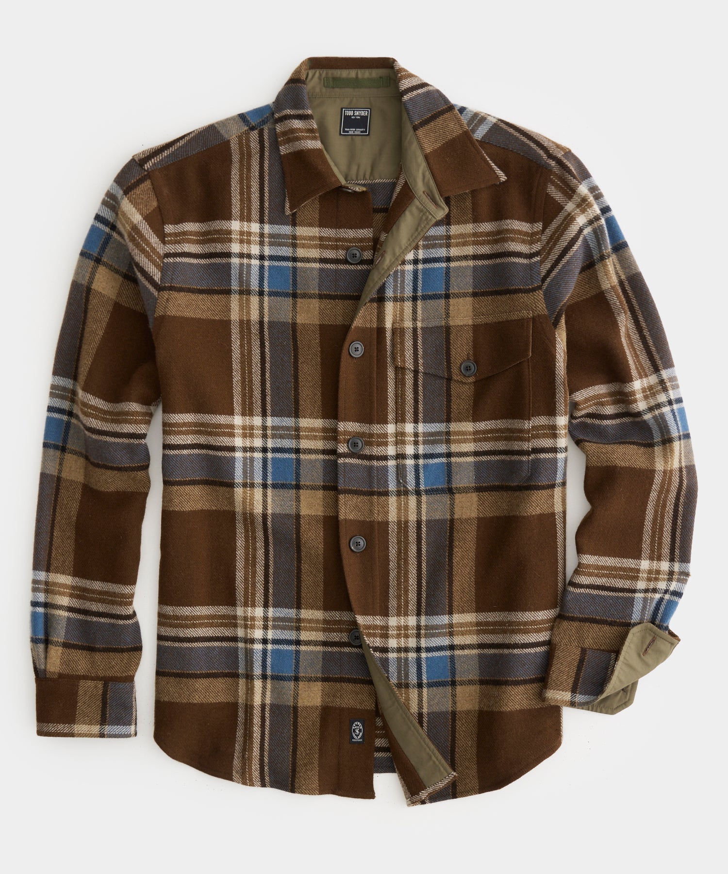 Wool Plaid Utility Shirt in Brown