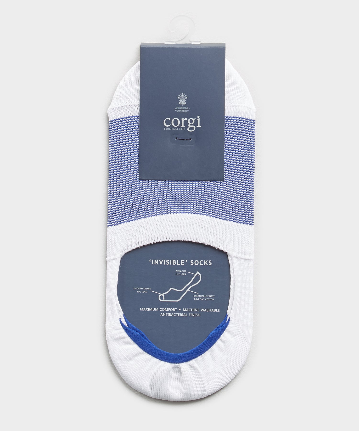Corgi No Show Micro Stripe Sock in White