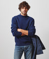 Roll Neck Cotton Sweater in Classic Navy