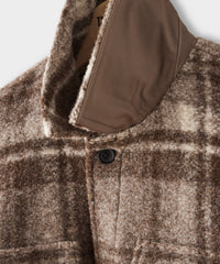 Wool Plaid Knit Jacket in Saddle Brown