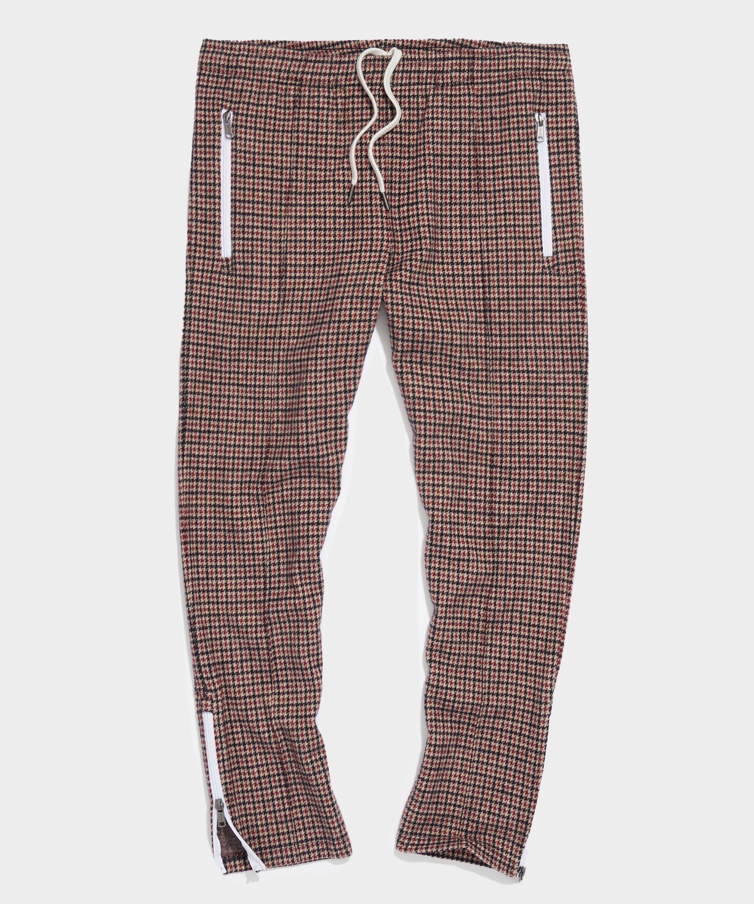 Houndstooth Wool Pintuck Pant in Wineberry