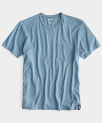 Made in L.A. Homespun Slub Pocket T-Shirt in Oil Blue