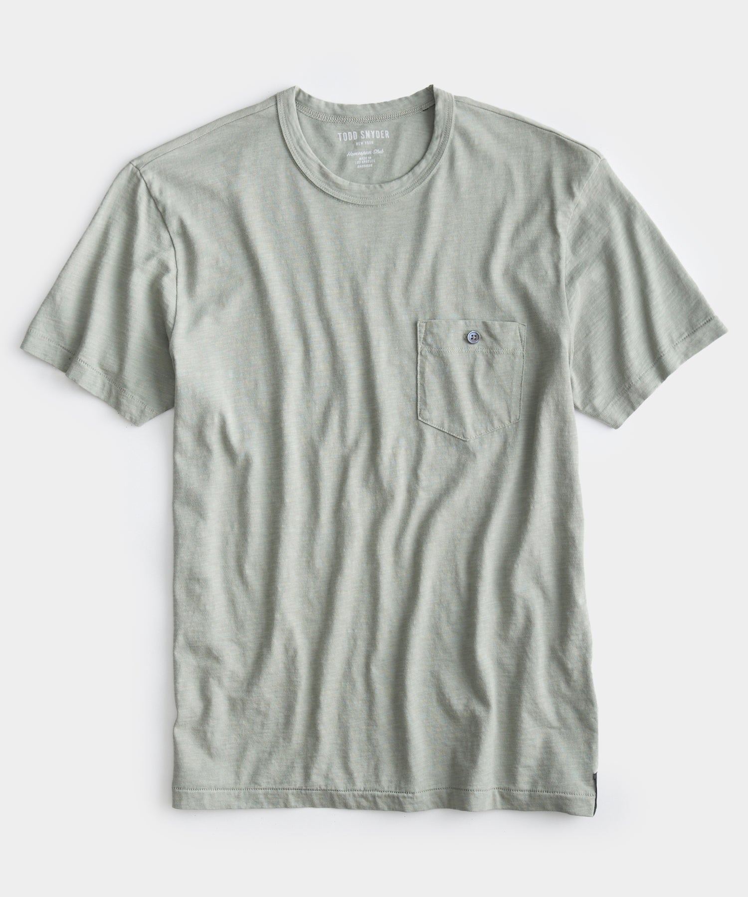 Made in L.A. Homespun Slub Pocket T-Shirt in Soft Sage